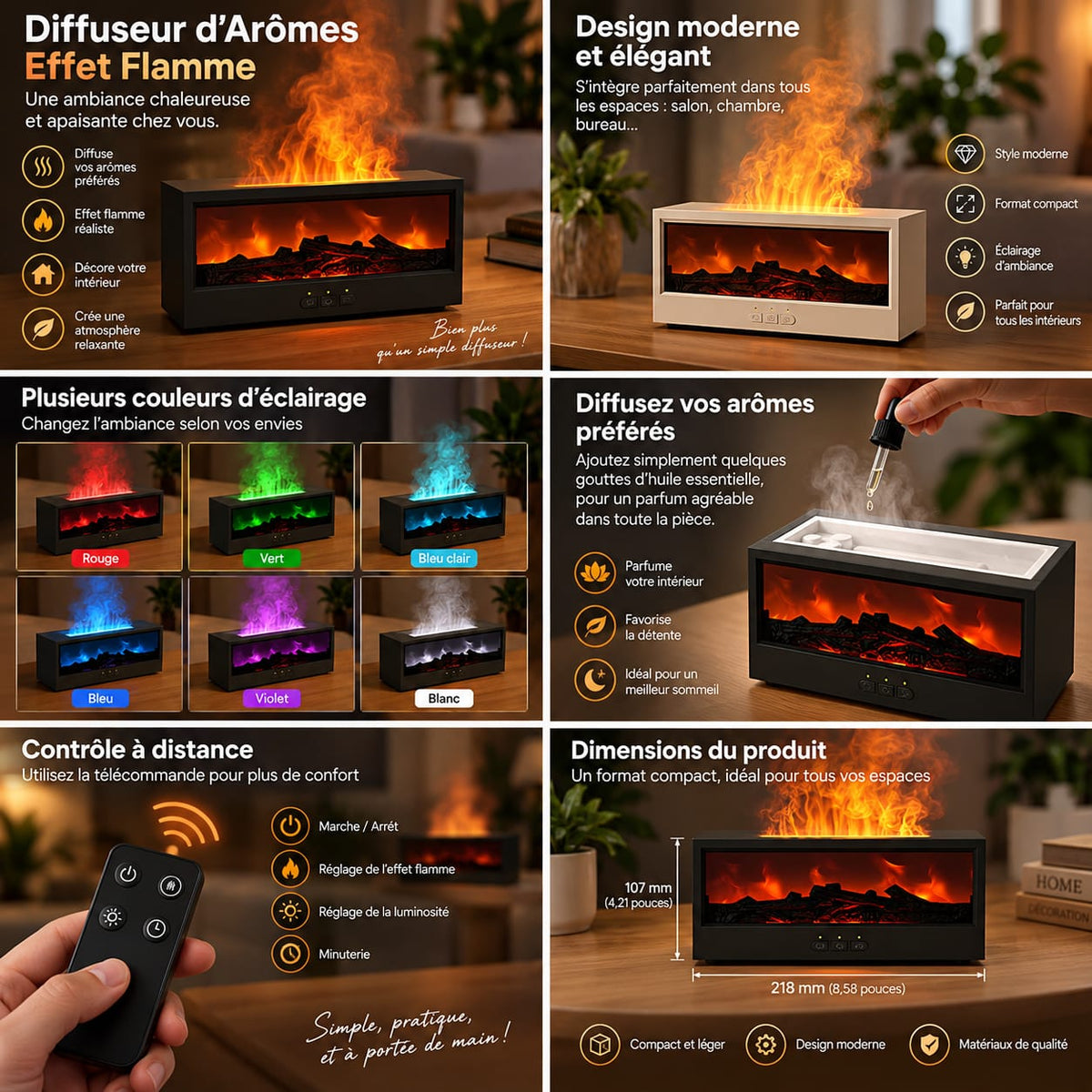 Diffuseur d’Arômes Effet Flamme